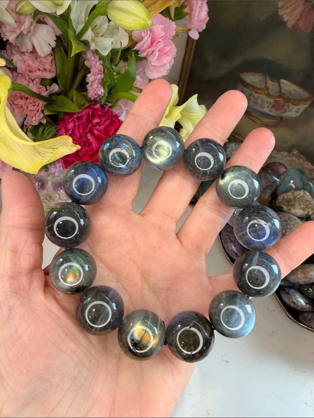 HQ Chunky Labradorite Bracelet - Iridescent Blue-Green: B1238